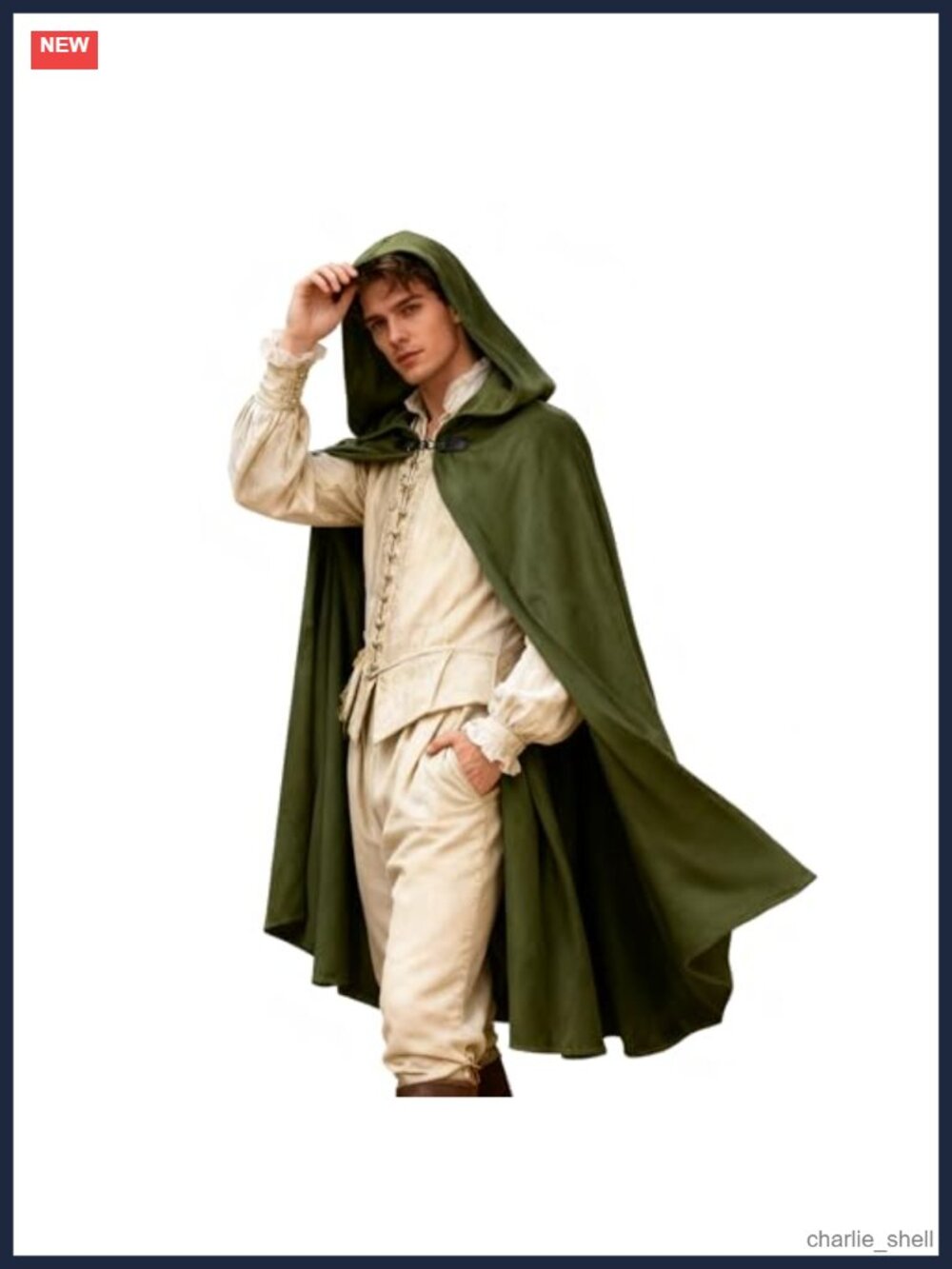 Adult Renaissance Velvet Hooded Cloak Cosplay Cape Mid-Length Costume